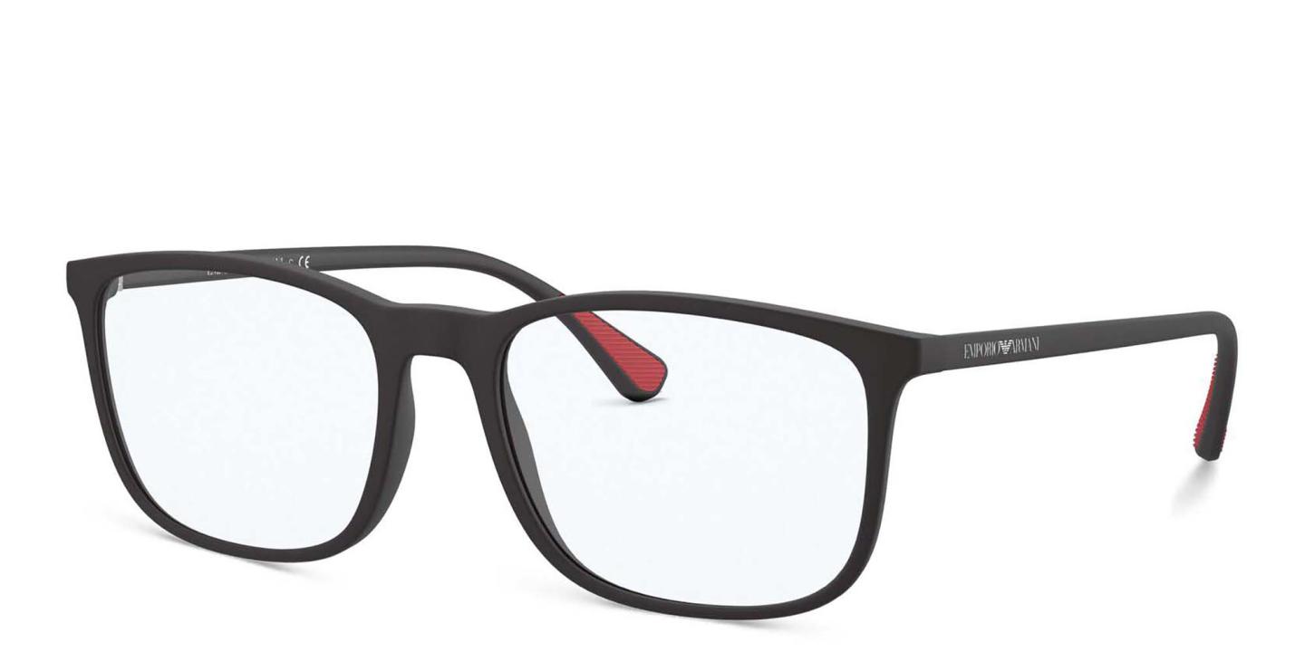 Emporio Armani Unisex Rectangle Eyeglasses in Matte Black – Product Photo 1