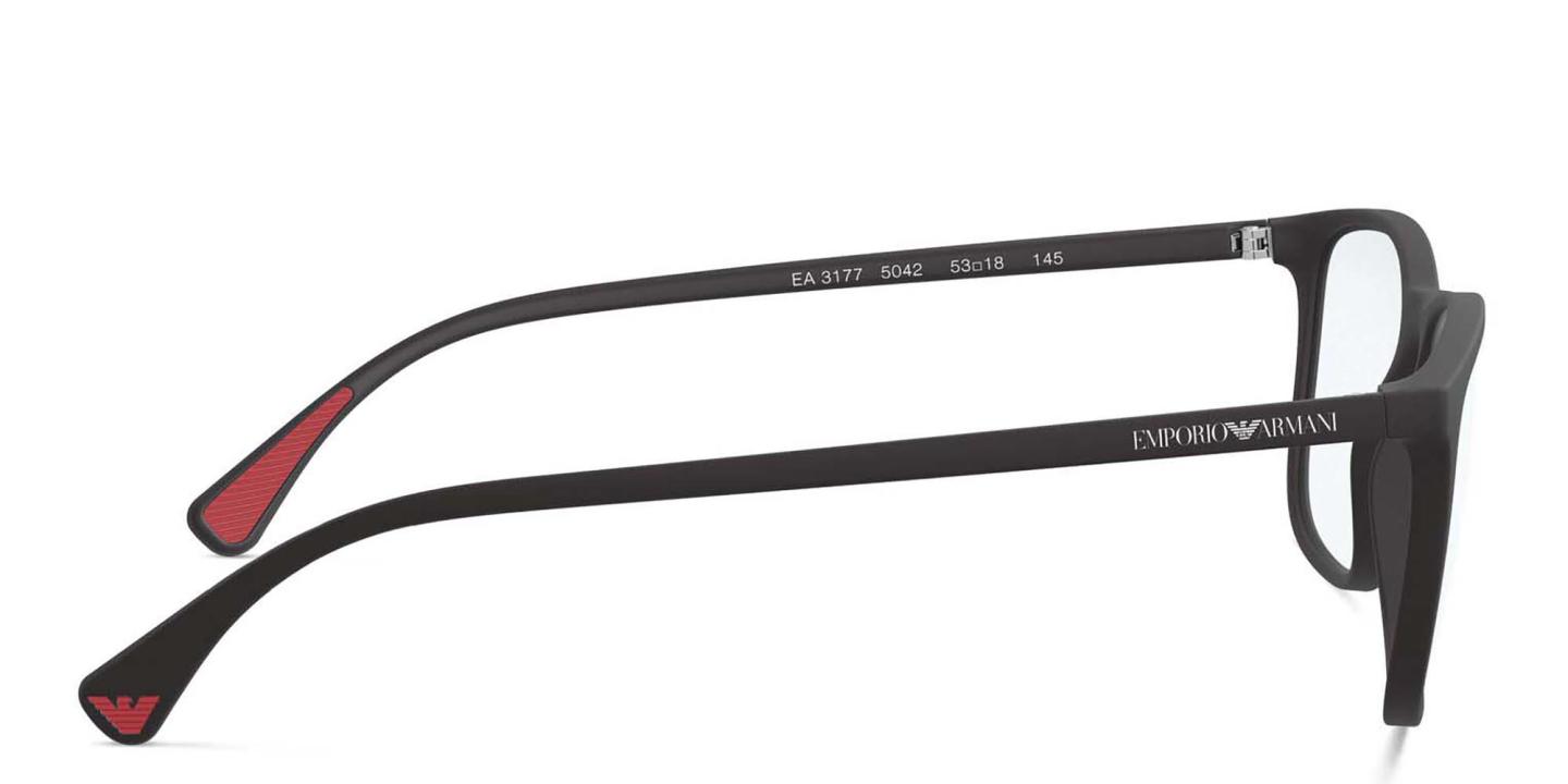 Emporio Armani Unisex Rectangle Eyeglasses in Matte Black – Product Photo 2