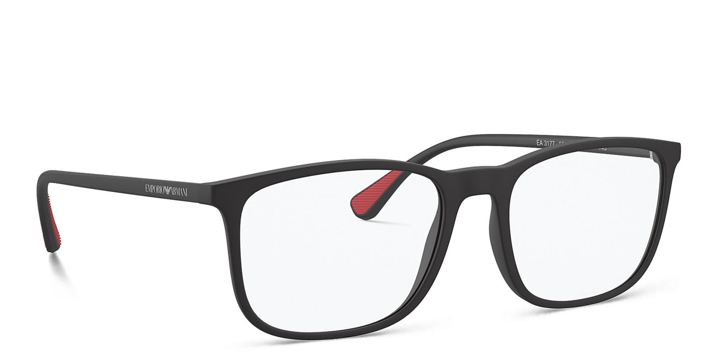 Emporio Armani Unisex Rectangle Eyeglasses in Matte Black – Product Photo 3