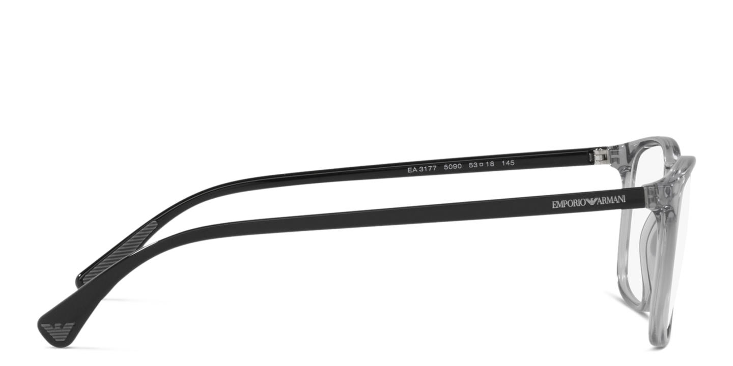 Emporio Armani Rectangle Eyeglasses in Shiny Transparent Grey – Product Photo 1