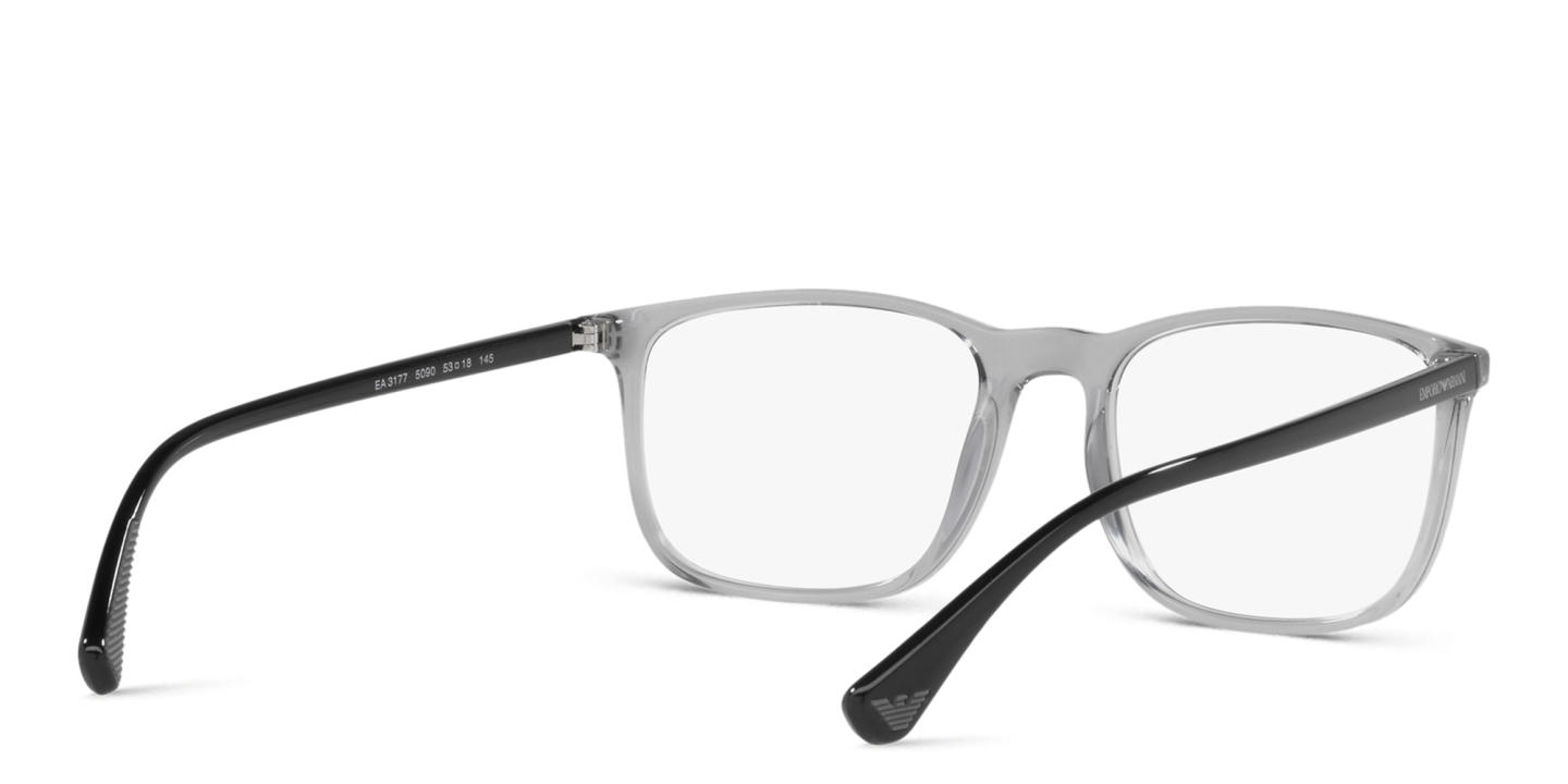 Emporio Armani Rectangle Eyeglasses in Shiny Transparent Grey – Product Photo 2
