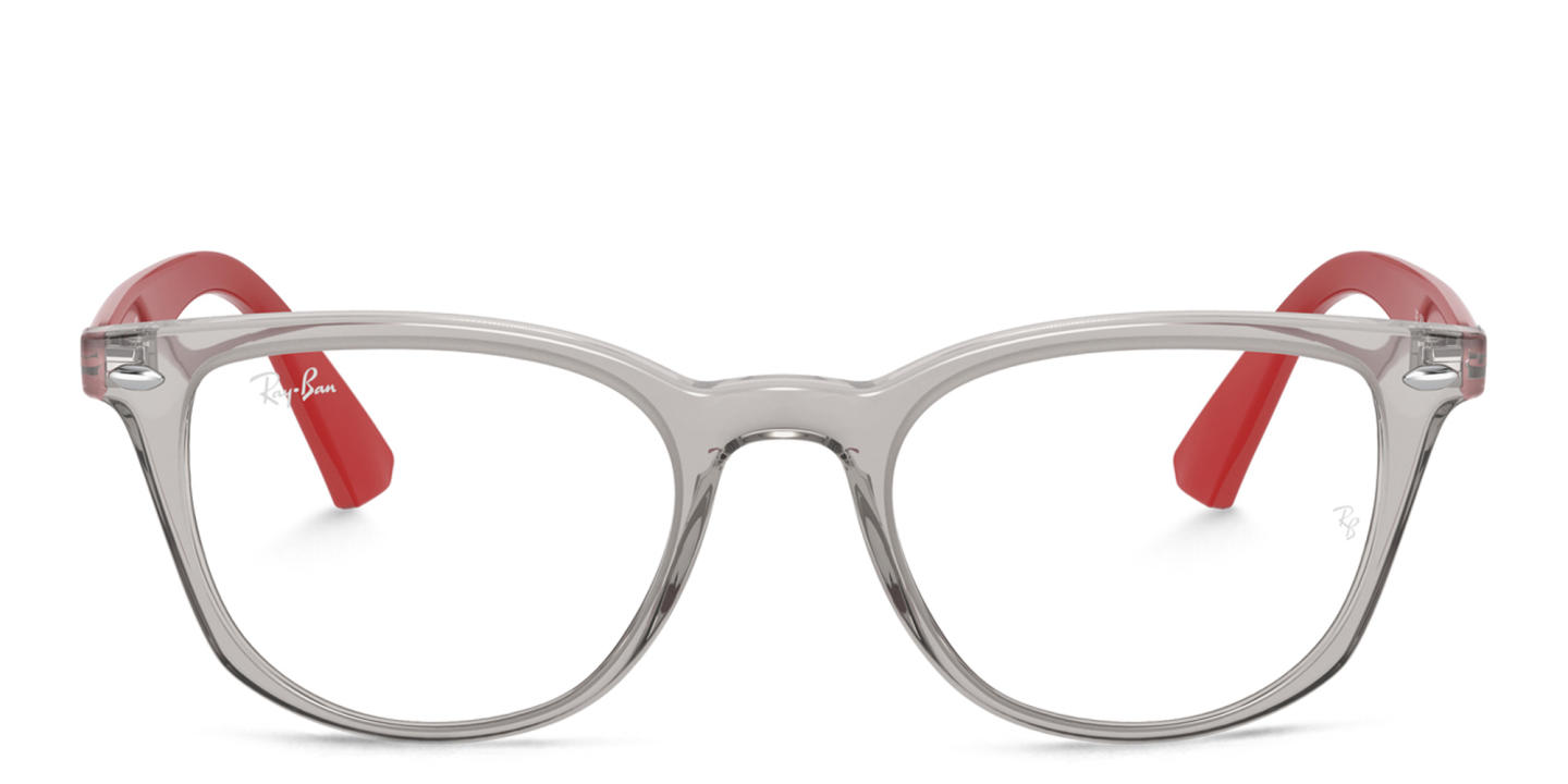 Ray-Ban Junior Kids Square Eyeglasses in Shiny Transparent Grey – Product Photo 0