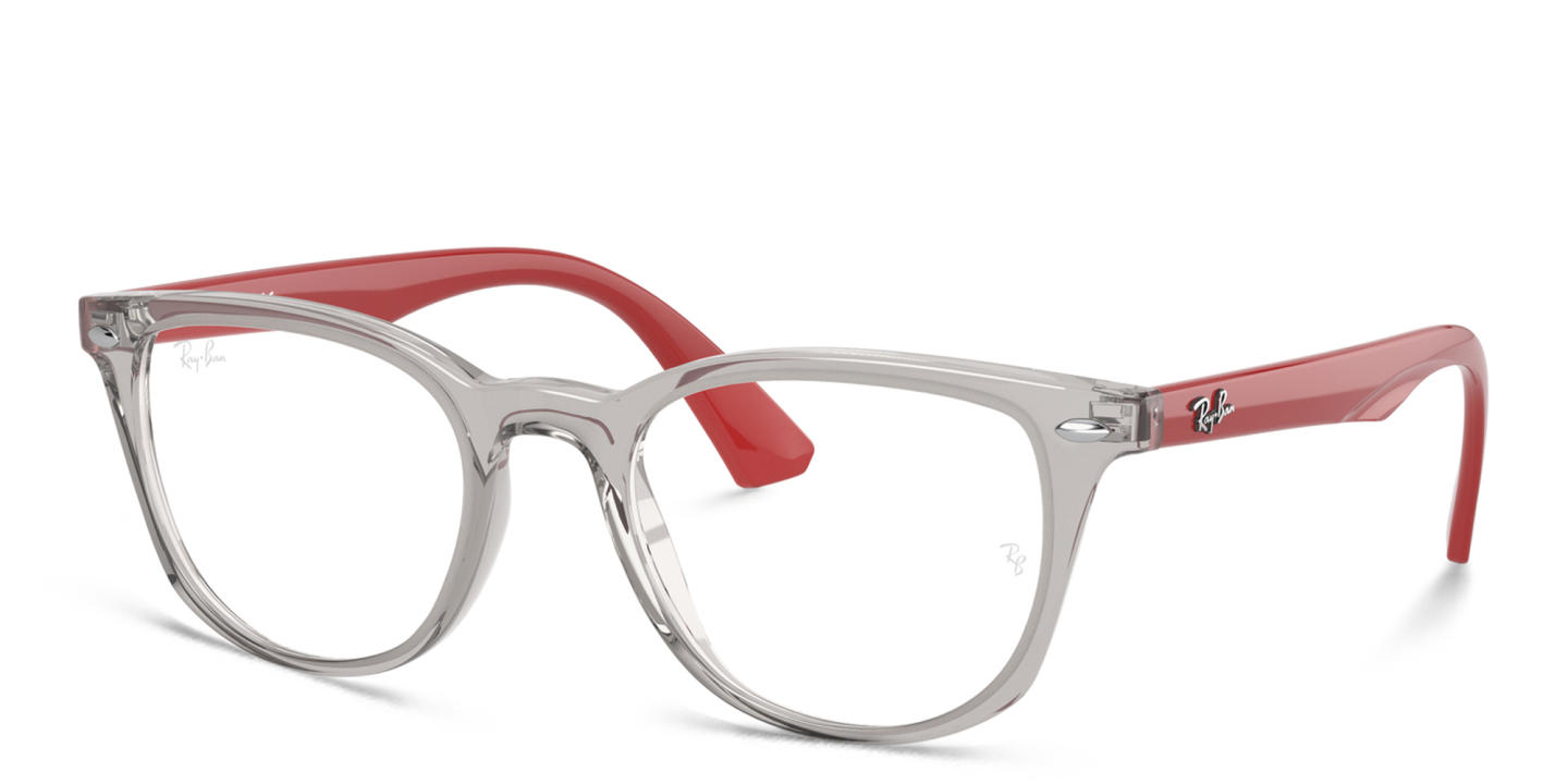 Ray-Ban Junior Kids Square Eyeglasses in Shiny Transparent Grey – Product Photo 1