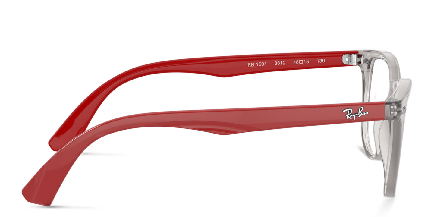 Ray-Ban Junior Kids Square Eyeglasses in Shiny Transparent Grey – Product Photo 2