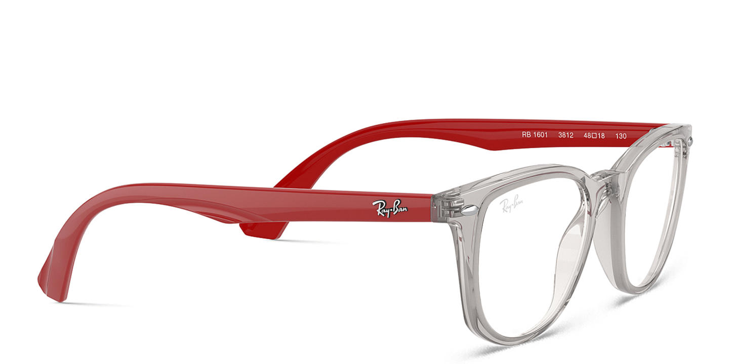 Ray-Ban Junior Kids Square Eyeglasses in Shiny Transparent Grey – Product Photo 3