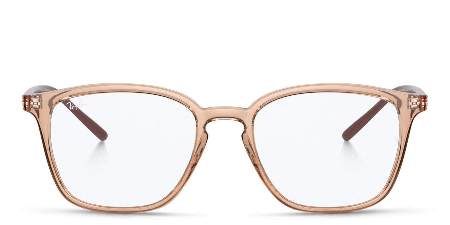 Ray-Ban Logo Signature Unisex Square Eyeglasses in Beige – Product Photo 0