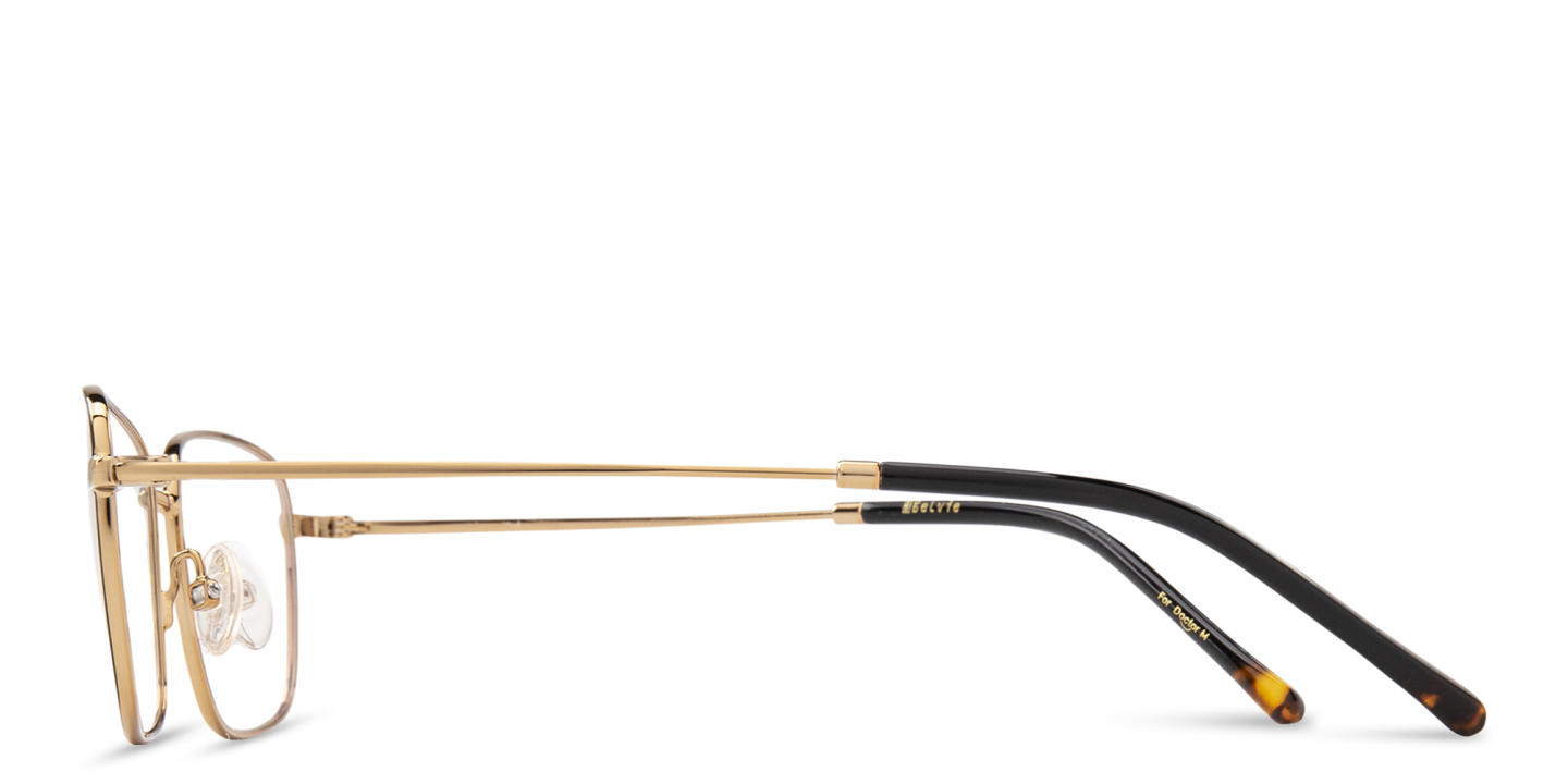 Belvie Rectangle Eyeglasses in Black Gold – Product Photo 2
