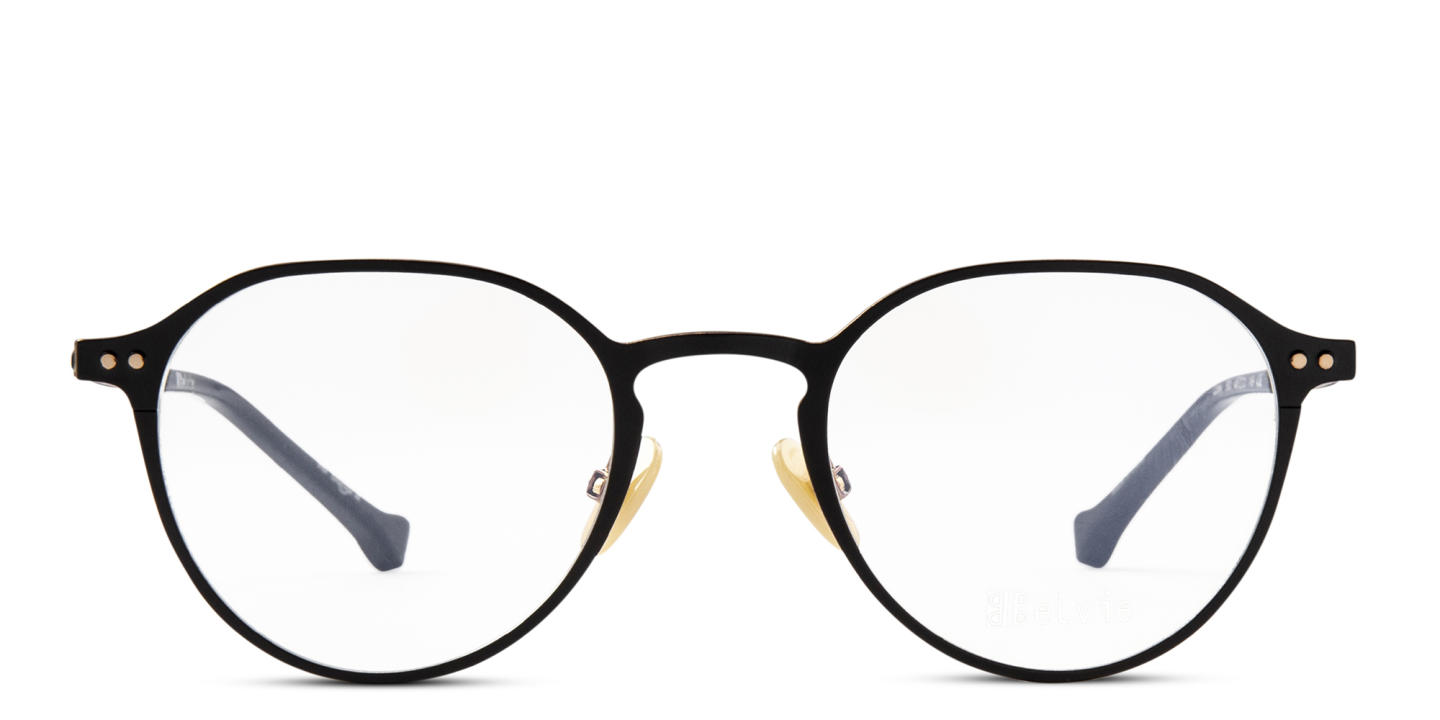 Belvie Unisex Round Eyeglasses in Black – Product Photo 0