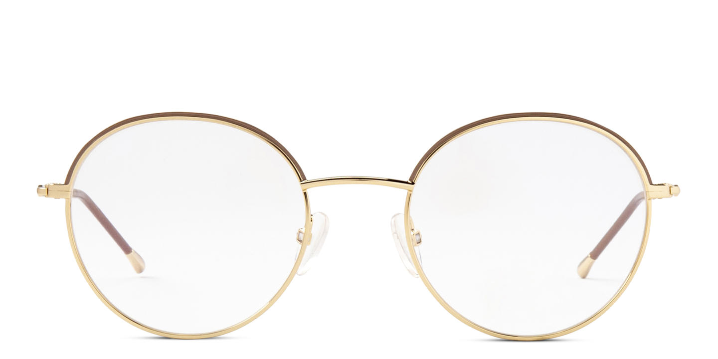 Shop Belvie Round Eyeglasses in Brown online.