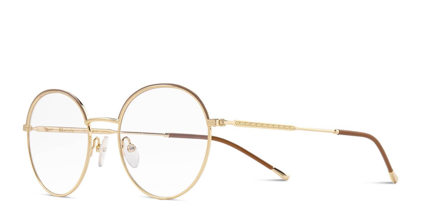 Shop Belvie Round Eyeglasses in Brown online.