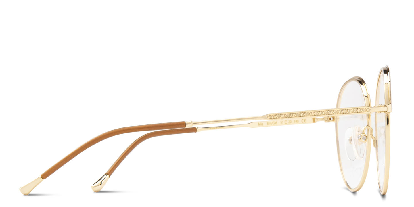 Shop Belvie Round Eyeglasses in Brown online.