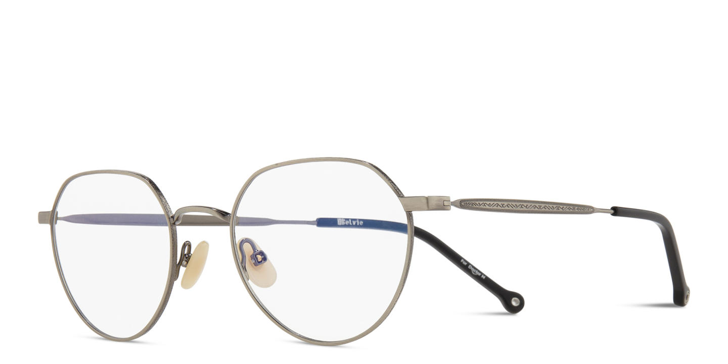 Belvie Unisex Round Eyeglasses in Silver – Product Photo 1