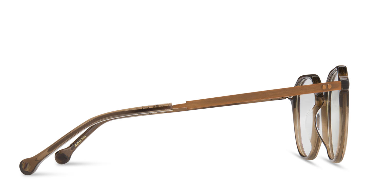 Shop Belvie Unisex Round Eyeglasses in Brown online.