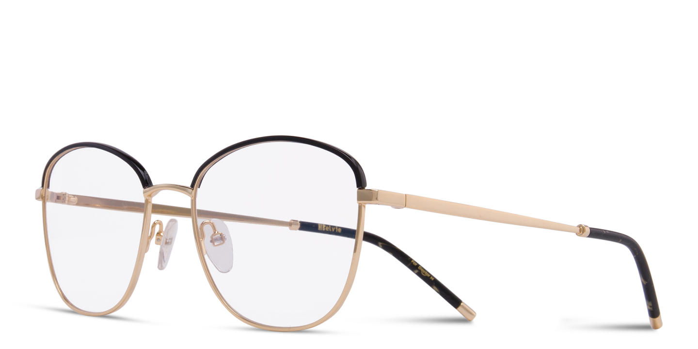 Shop Belvie Square Eyeglasses in Gold online.