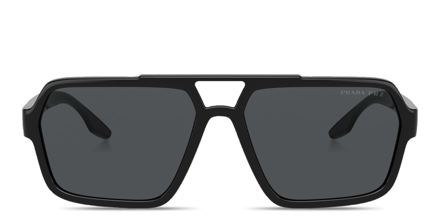 Prada Linea Rossa Logo Signature Rectangle Sunglasses in Black – Product Photo 0
