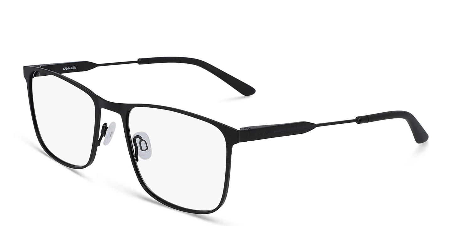 Shop Calvin Klein Wide Rectangle Eyeglasses in Black online.