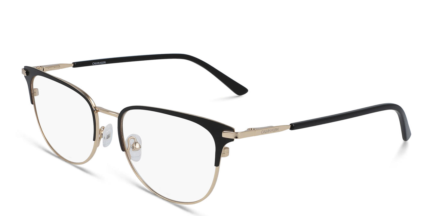 Calvin Klein Rectangle Eyeglasses in Black Gold – Product Photo 1