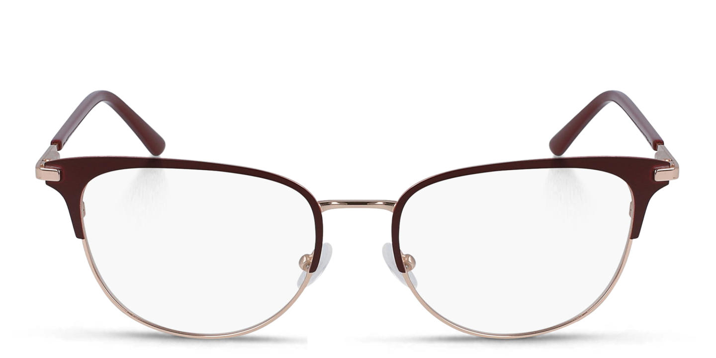 Calvin Klein Rectangle Eyeglasses in Red On Gold – Product Photo 0