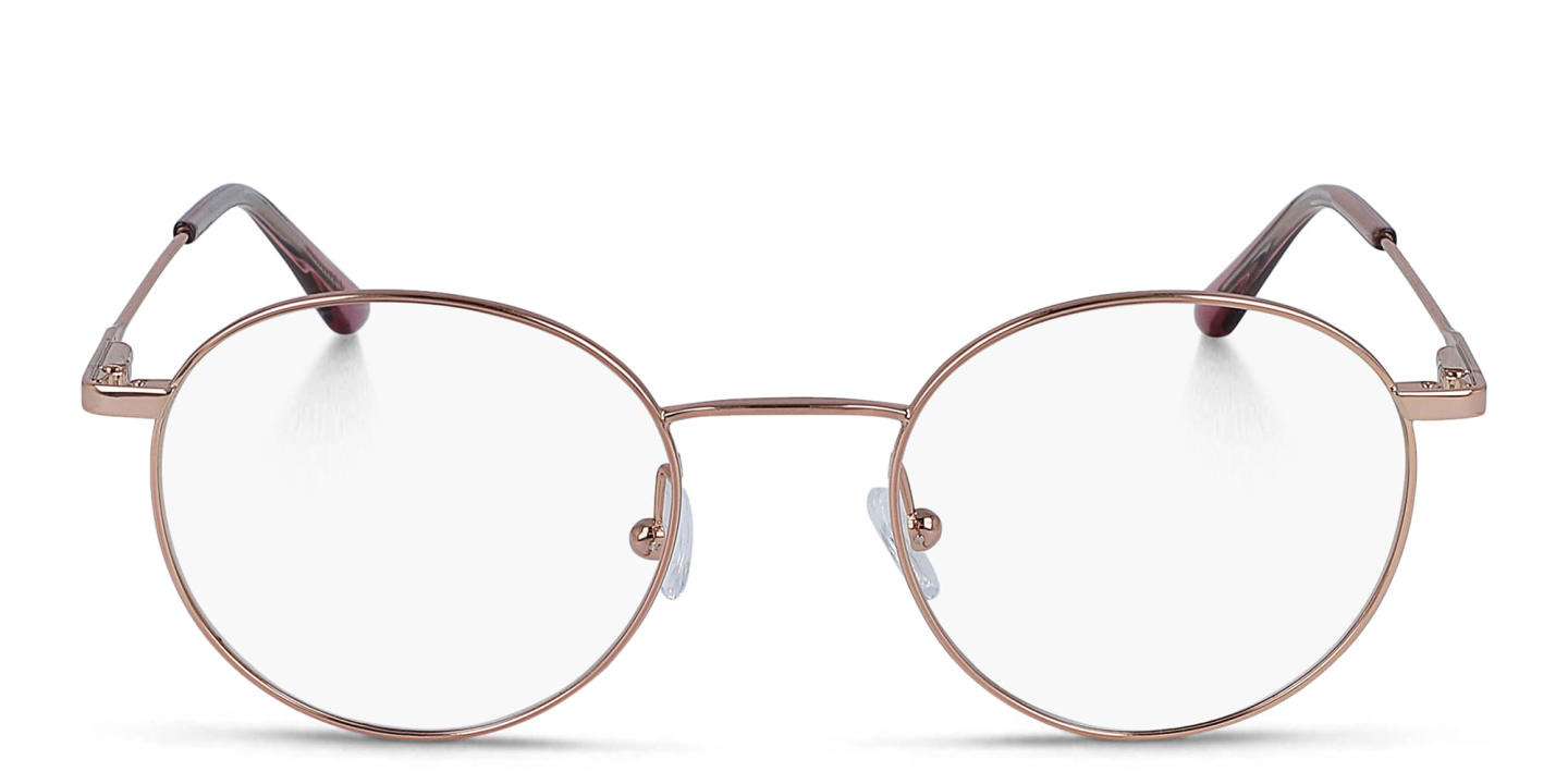 Shop Calvin Klein Unisex Round Eyeglasses in Rose Gold online.