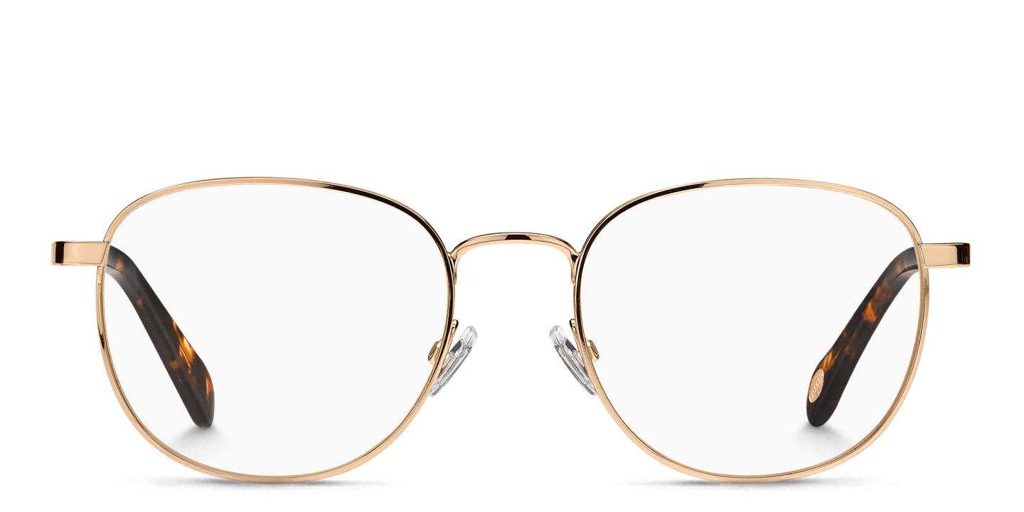 Shop Fossil Square Eyeglasses in Gold online.