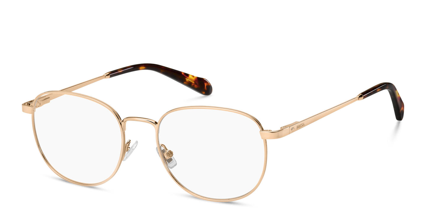 Shop Fossil Square Eyeglasses in Gold online.