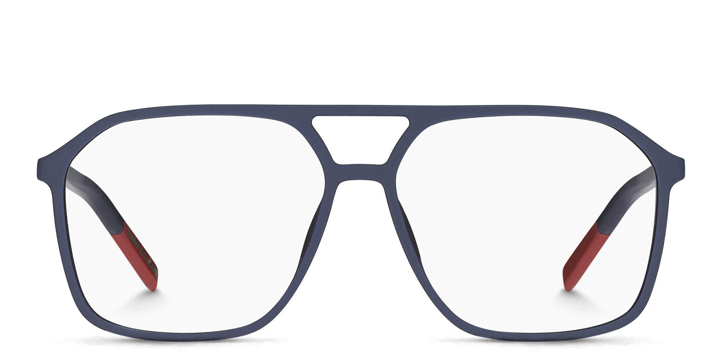 Shop Tommy Hilfiger Wide Aviator Eyeglasses in Blue online.