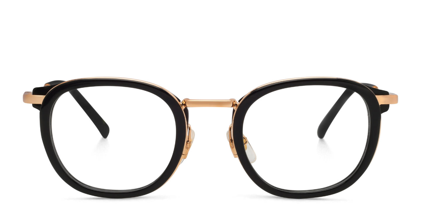 Shop EYE'M Square Eyeglasses in Gold Black online.