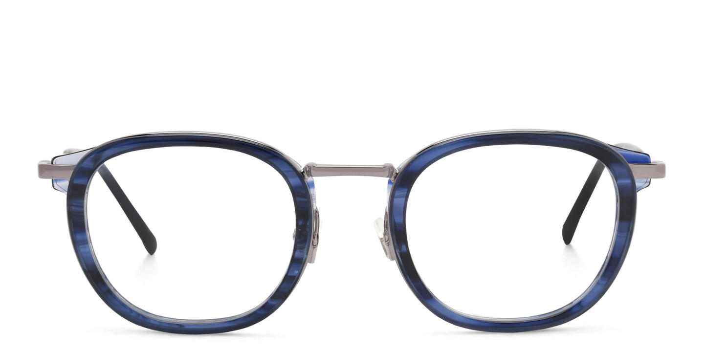 Shop EYE'M Square Eyeglasses in Silver/Blue online.