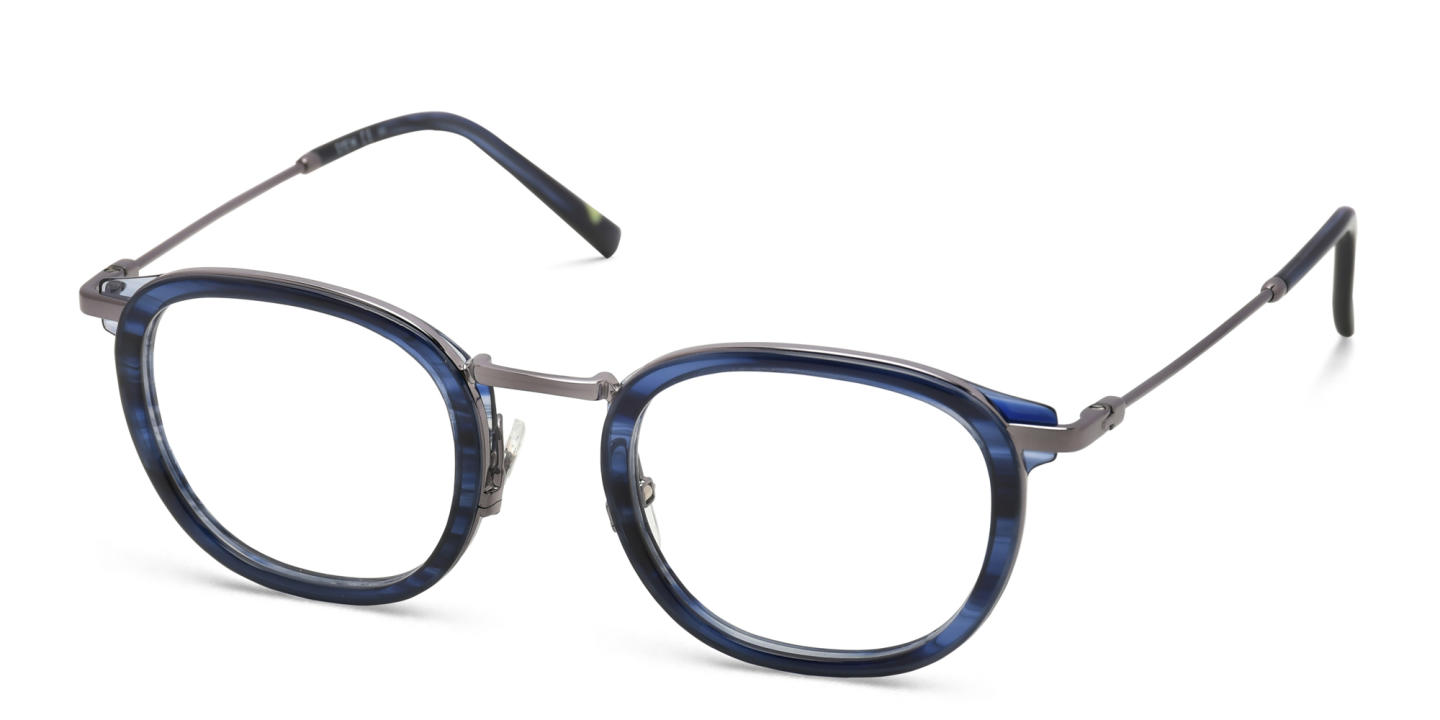 Shop EYE'M Square Eyeglasses in Silver/Blue online.