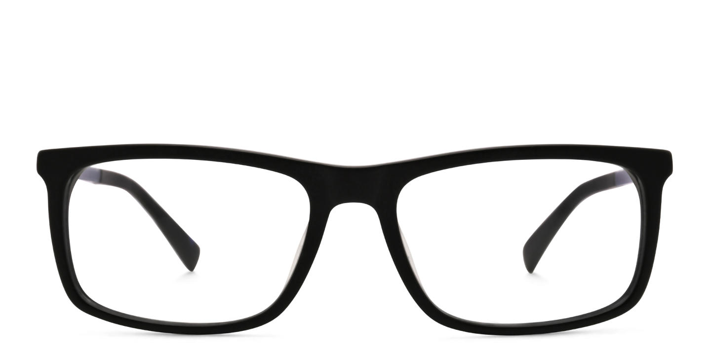 EYE'M Wide Rectangle Eyeglasses in Black – Product Photo 0