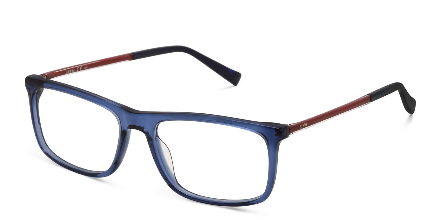 EYE'M Wide Rectangle Eyeglasses in Blue – Product Photo 2