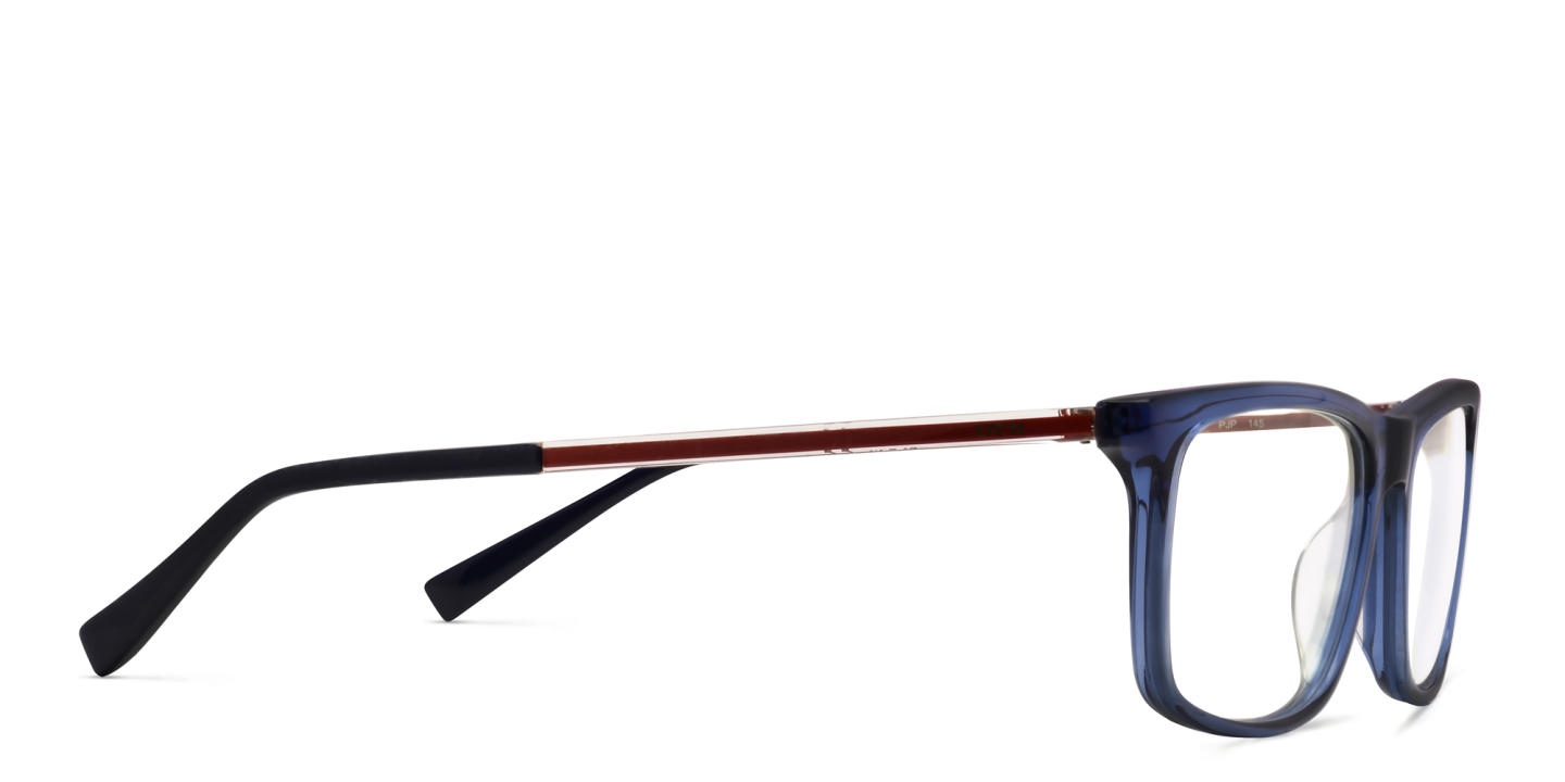 EYE'M Wide Rectangle Eyeglasses in Blue – Product Photo 3
