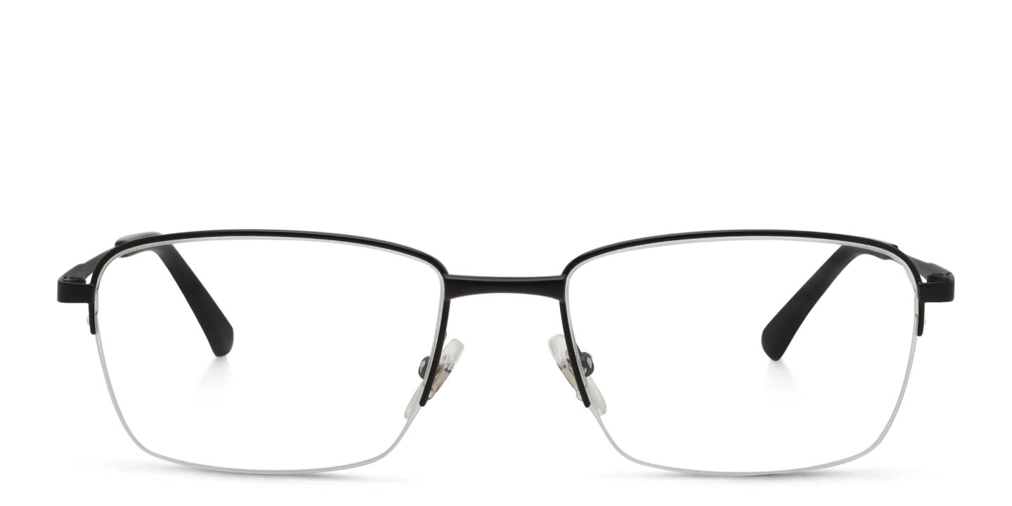 EYE'M Half Rim Rectangle Eyeglasses in Black – Product Photo 0