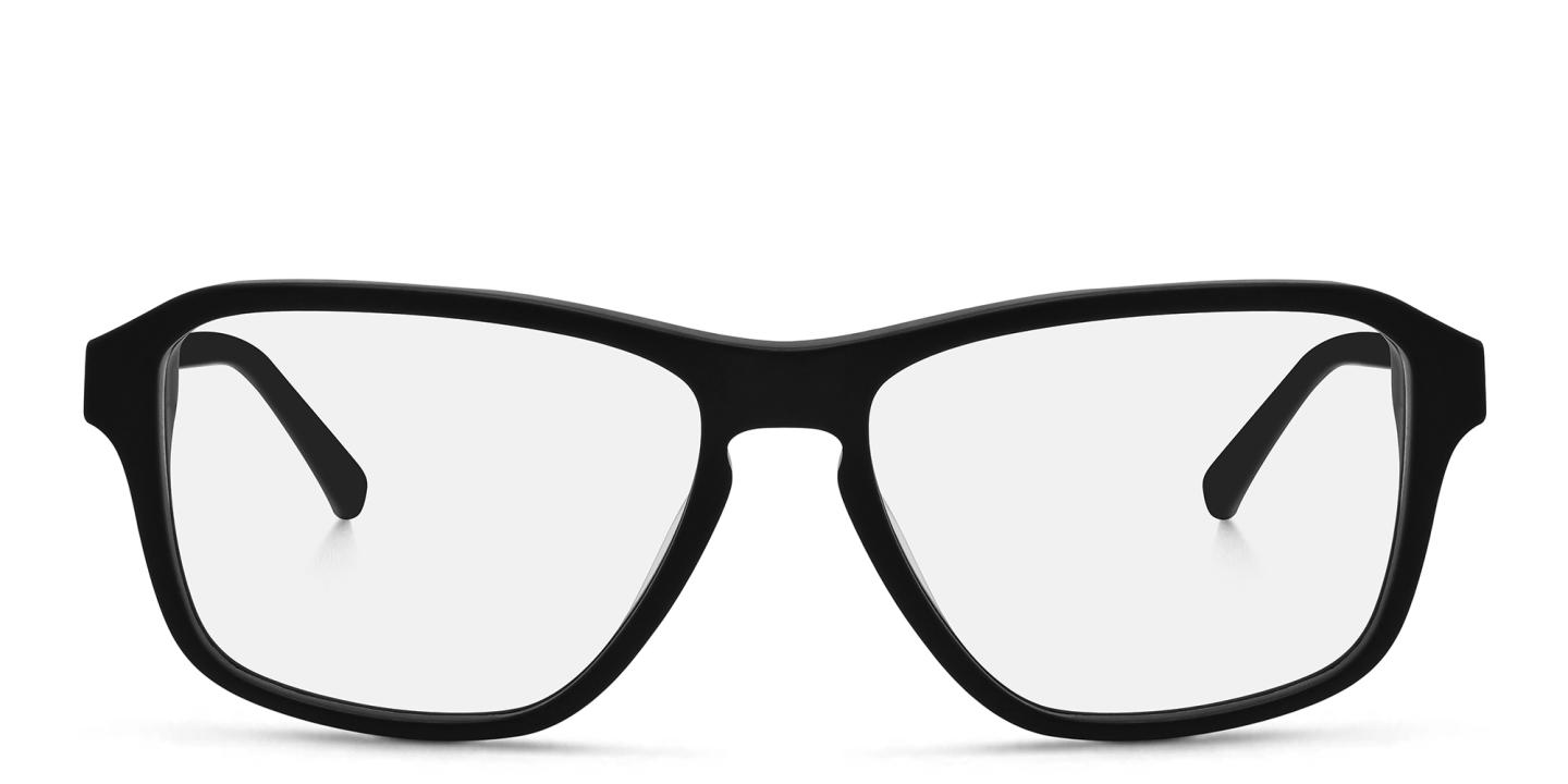 EYE'M Wide Rectangle Eyeglasses in Black – Product Photo 0