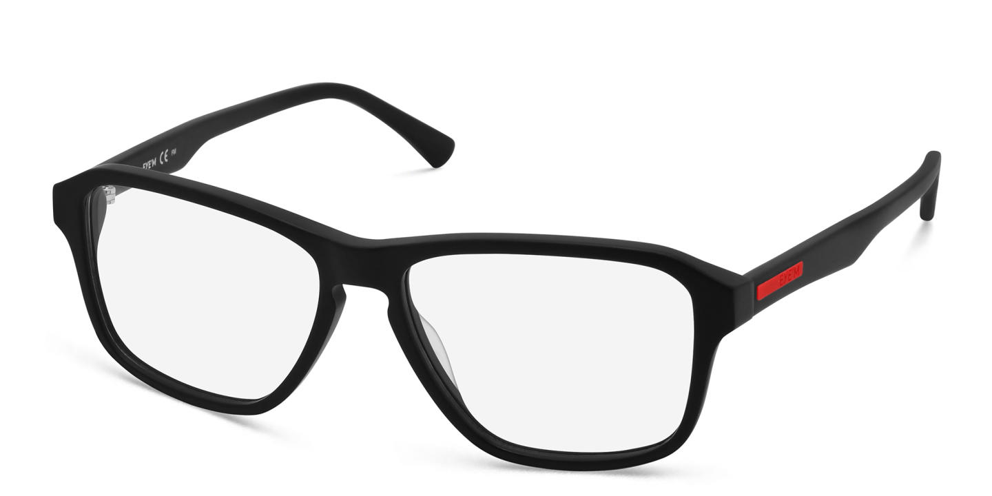 EYE'M Wide Rectangle Eyeglasses in Black – Product Photo 2