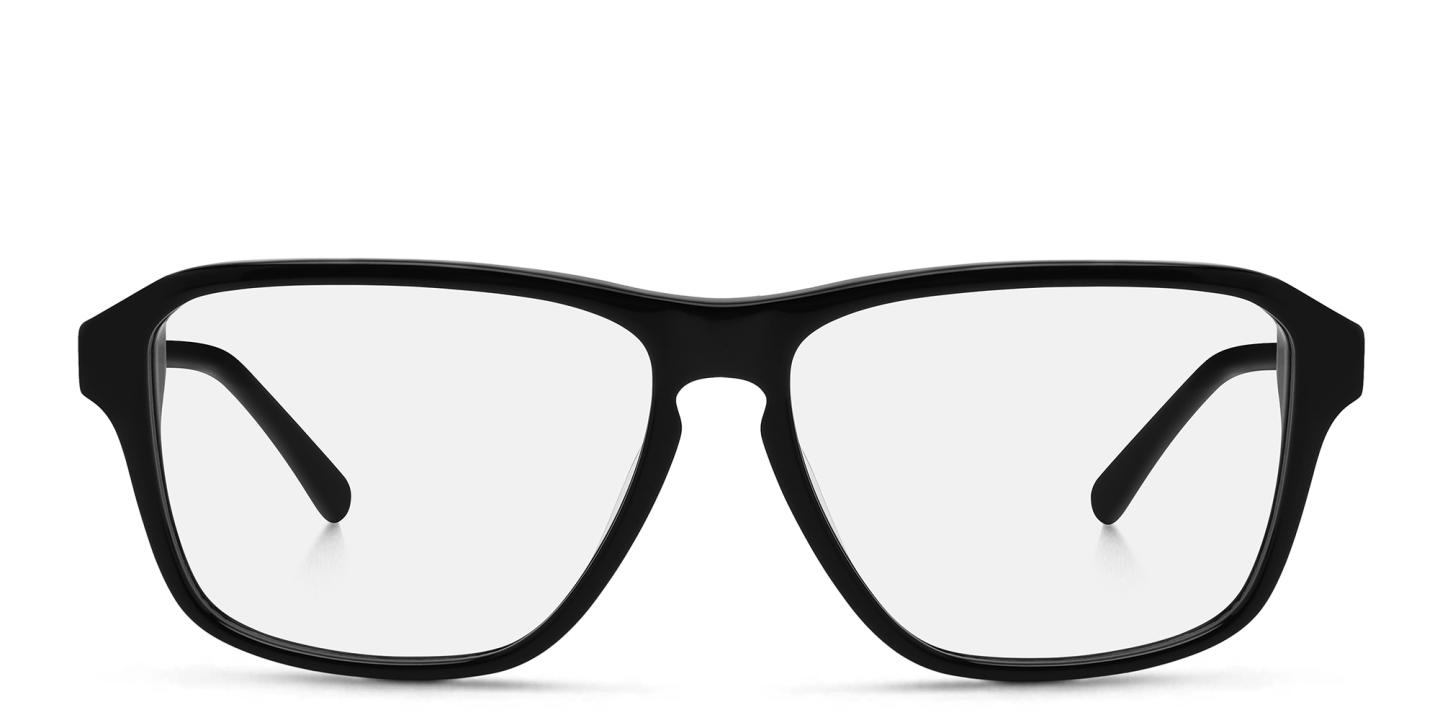 EYE'M Wide Rectangle Eyeglasses in Shiny Black – Product Photo 0