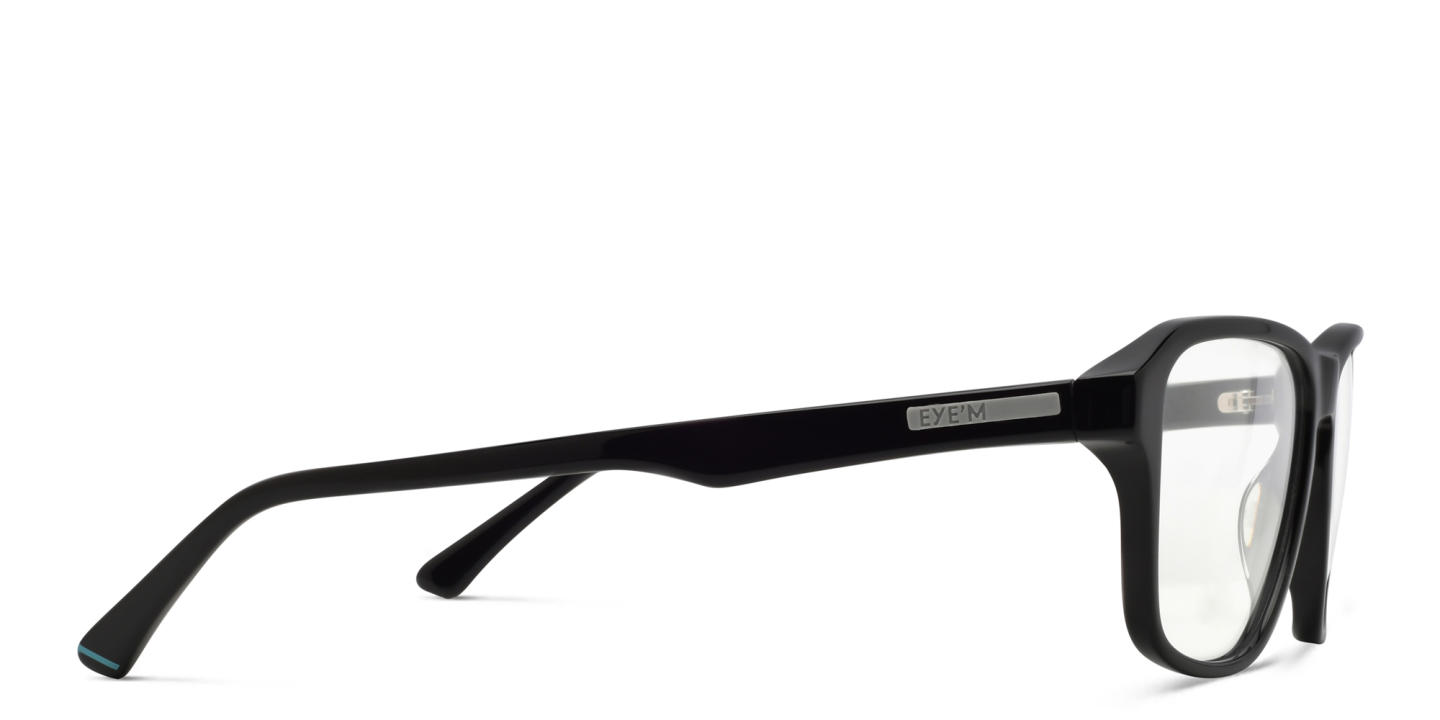 EYE'M Wide Rectangle Eyeglasses in Shiny Black – Product Photo 3
