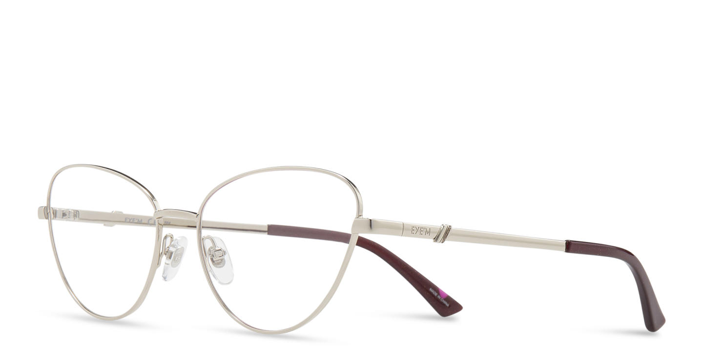 Shop EYE'M Wide Cat-Eye Eyeglasses in Pale Gold online.