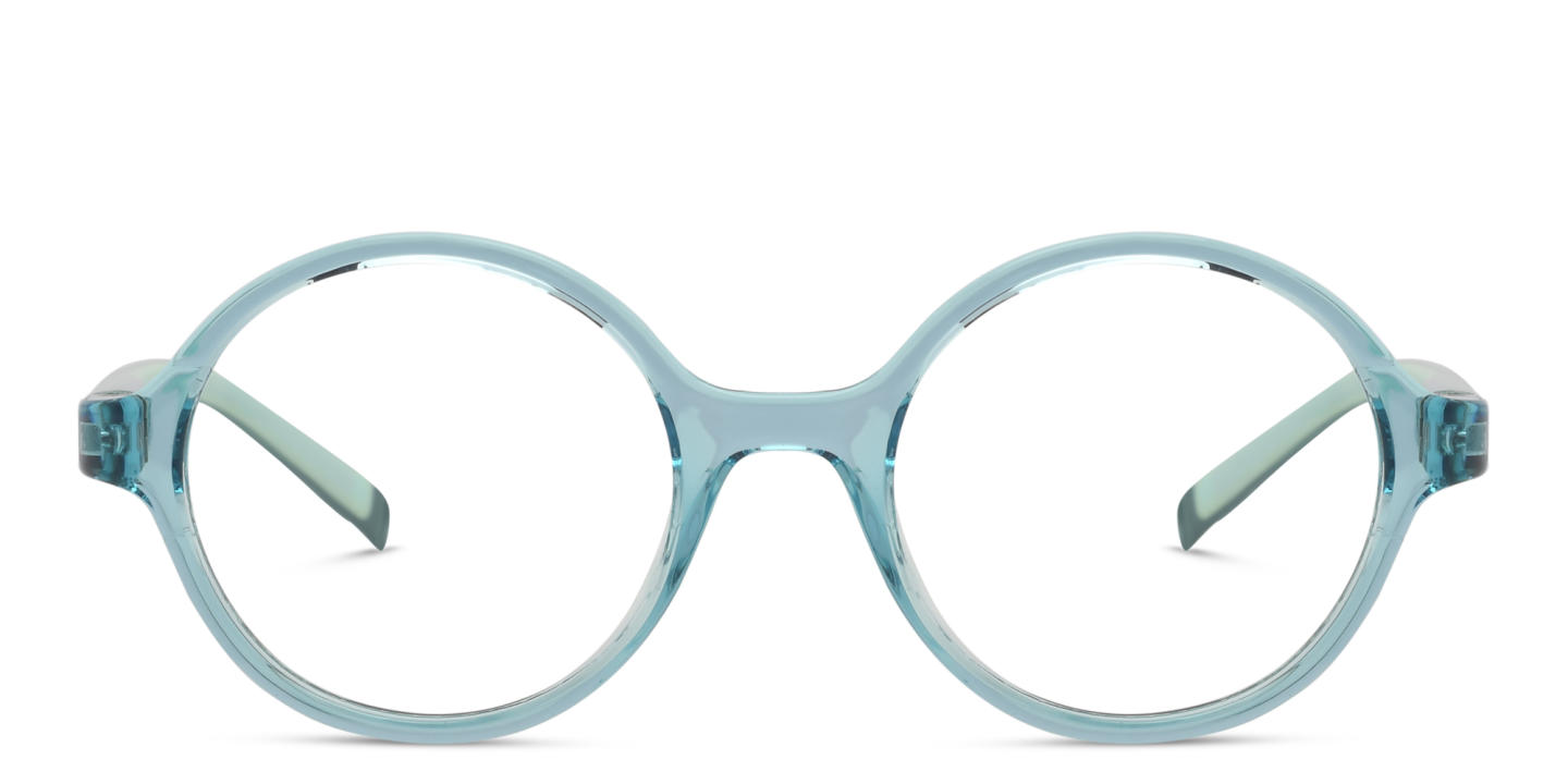 EYE'M Kids Round Eyeglasses in Transparent Light Blue – Product Photo 0