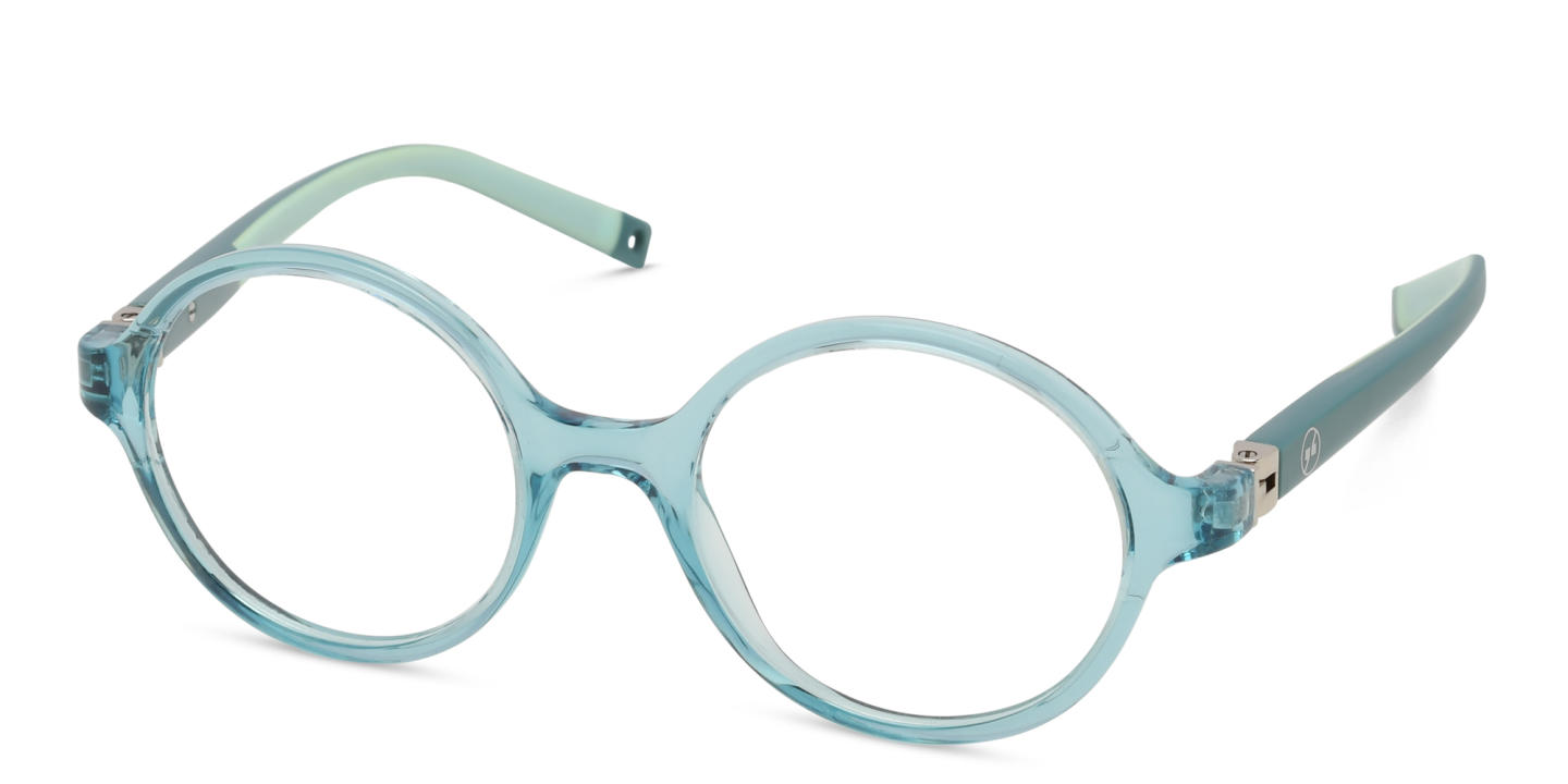 EYE'M Kids Round Eyeglasses in Transparent Light Blue – Product Photo 1