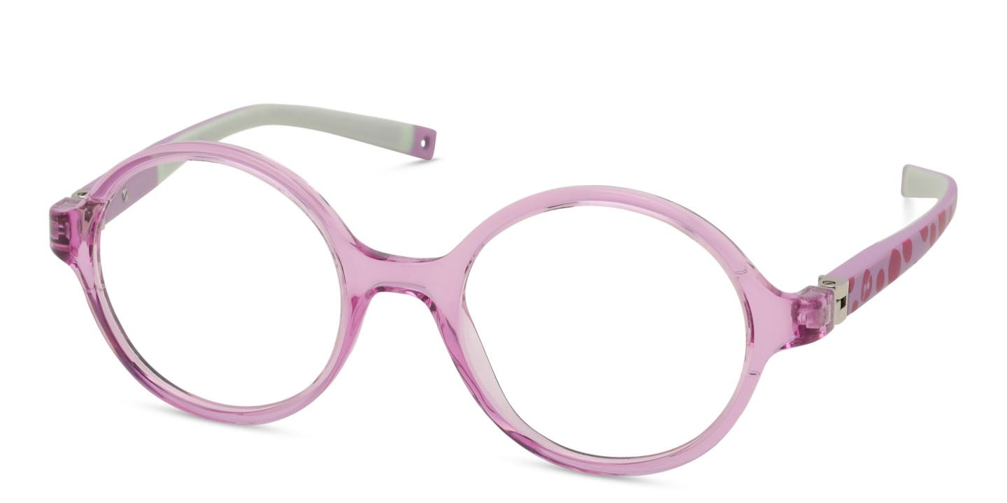 EYE'M Kids Round Eyeglasses in Transparent Light Pink – Product Photo 1