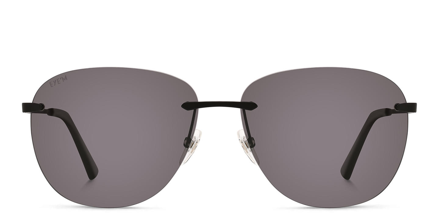 EYE'M Rimless Aviator Sunglasses in Black – Product Photo 0