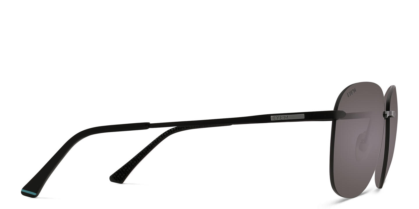 EYE'M Rimless Aviator Sunglasses in Black – Product Photo 3