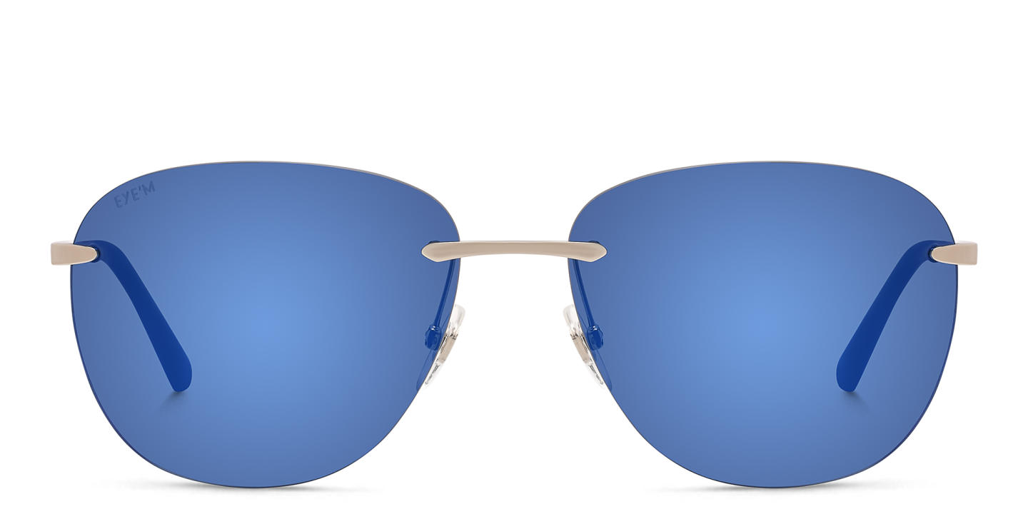 EYE'M Rimless Aviator Sunglasses in Silver – Product Photo 0