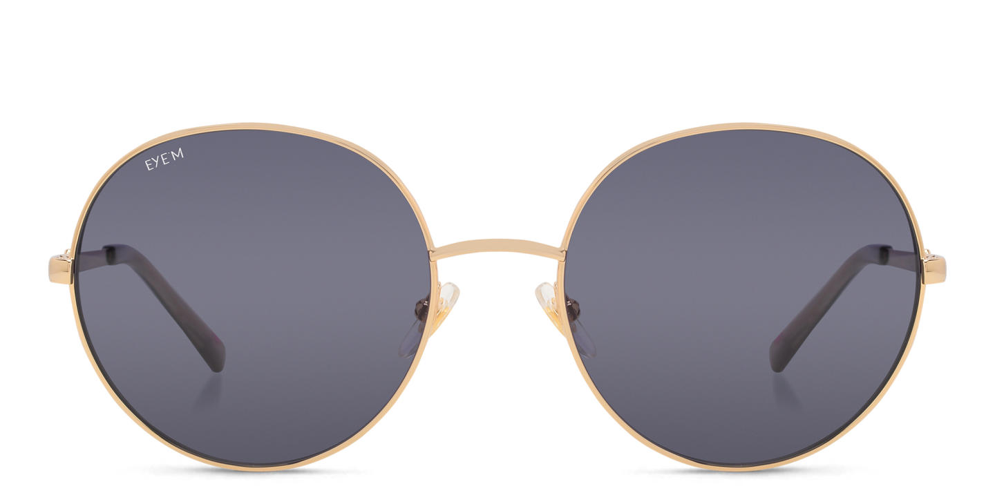 EYE'M Round Sunglasses in Gold – Product Photo 0