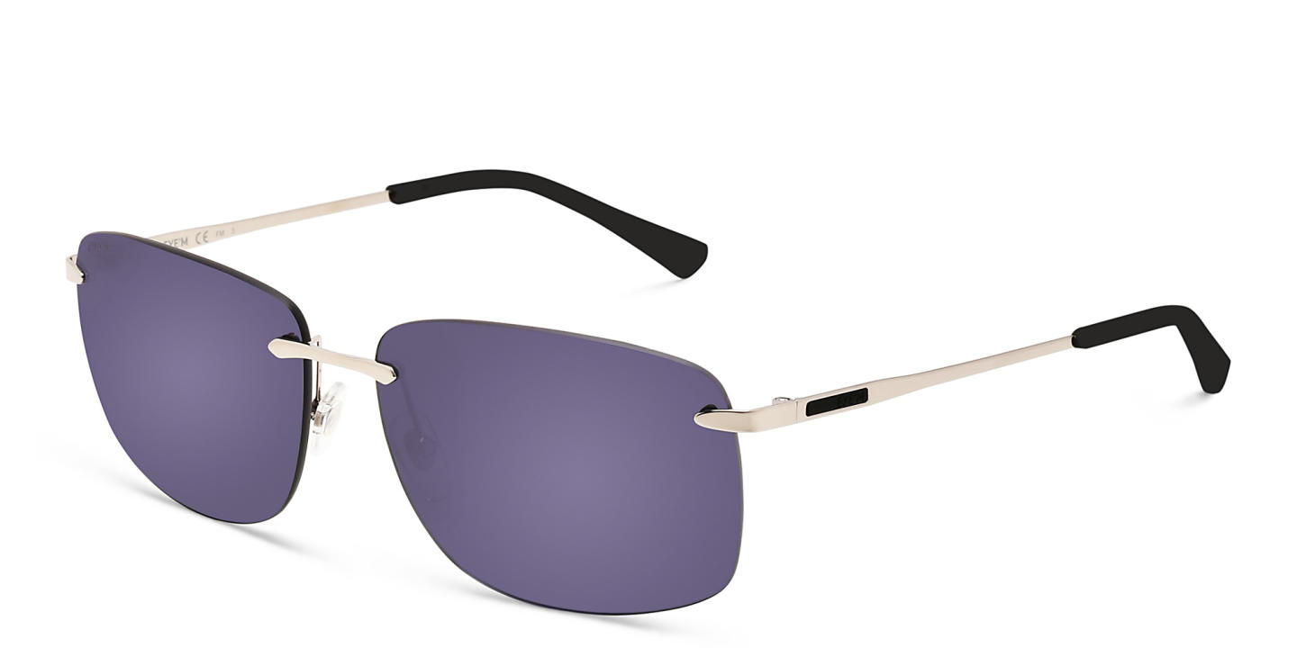 Shop EYE'M Rimless Rectangle Sunglasses in Silver online.