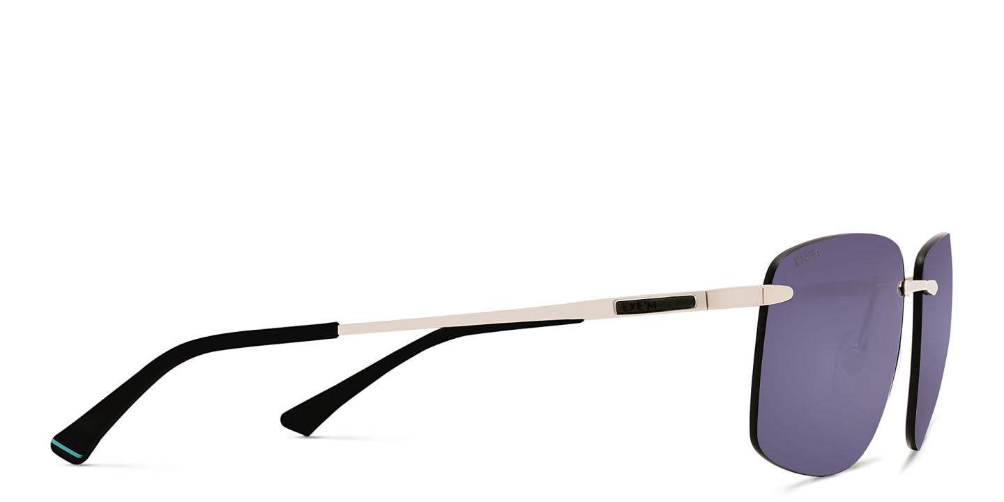 Shop EYE'M Rimless Rectangle Sunglasses in Silver online.