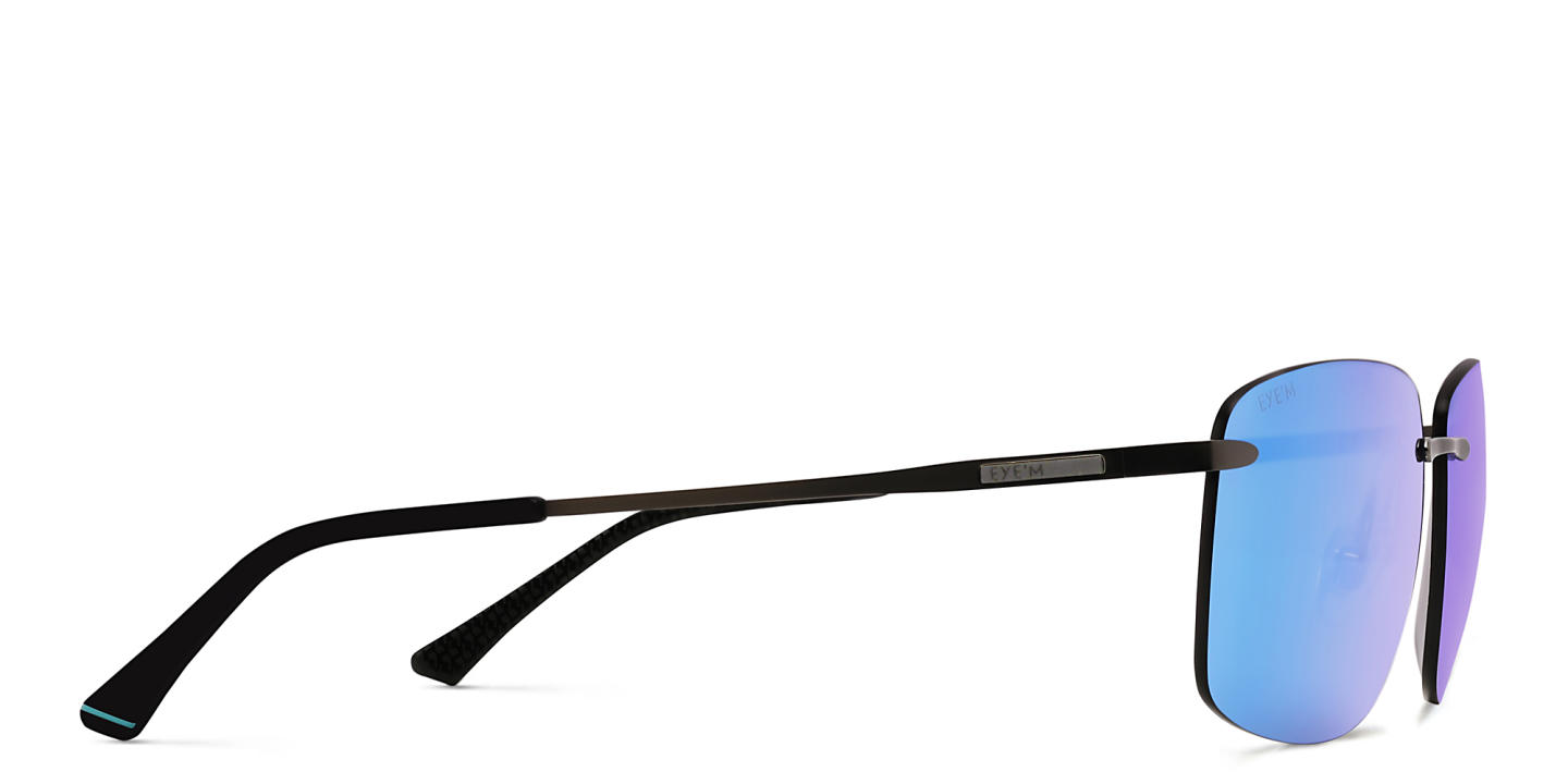 EYE'M Rimless Rectangle Sunglasses in Black – Product Photo 3