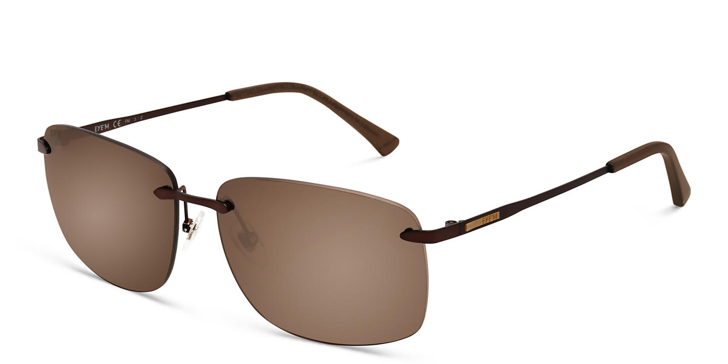EYE'M Rimless Rectangle Sunglasses in Brown – Product Photo 2