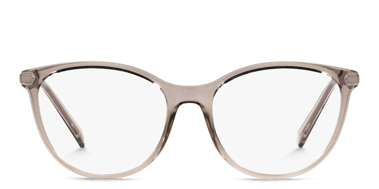 Shop Armani Exchange A|X Logo Cat-Eye Eyeglasses in Transparent Grey online.